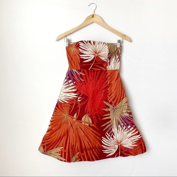 GAP Dresses & Skirts - Gap Red Hawaiian Palm Strapless Mini Dress 2